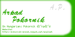 arpad pokornik business card